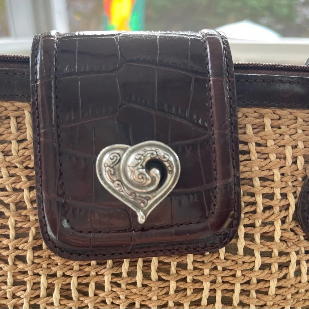 Brighton Woven Straw & Leather Satchel Tote Bag - Picture 2 of 8